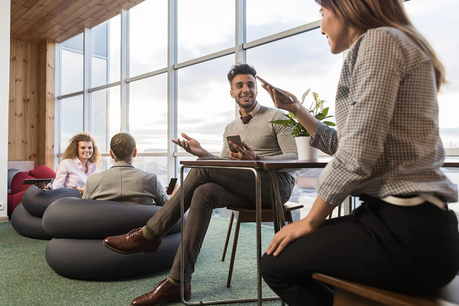 Businesspeople Group In Best Coworking Space, Coworkers Workplace Mix Race People Meeting