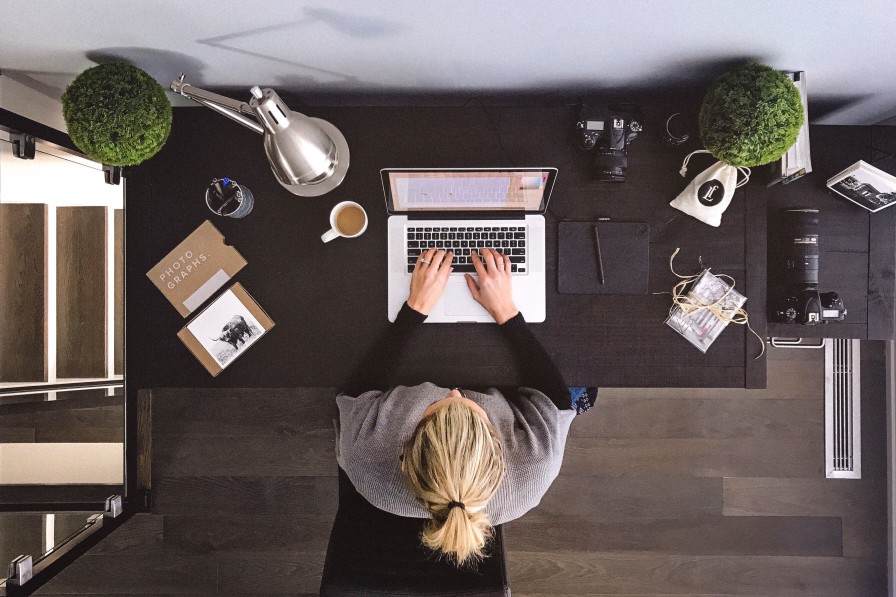 a professional working in a small coworking space